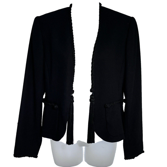 Carlisle Women Evening Jacket SZ 6 Wool Tassels Formal Classic Luxury Statement - Picture 2 of 14